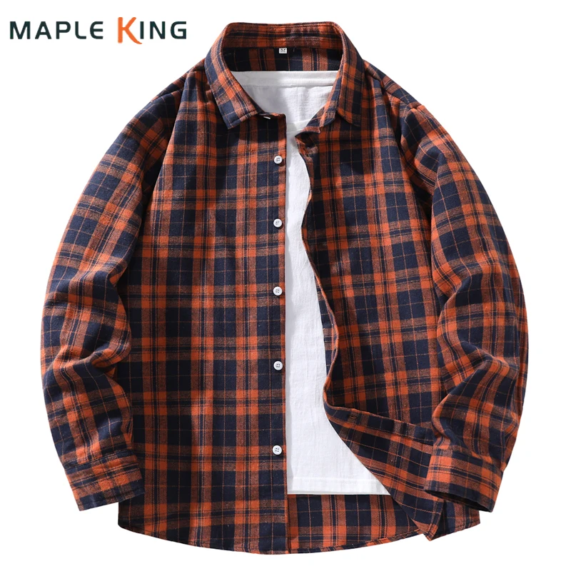 

Клетчатая рубашка в стиле Харадзюку, мужская одежда, осень 2021, Camisa Masculinas, свободные повседневные мужские рубашки в стиле хип-хоп с длинным рукавом в деловом стиле