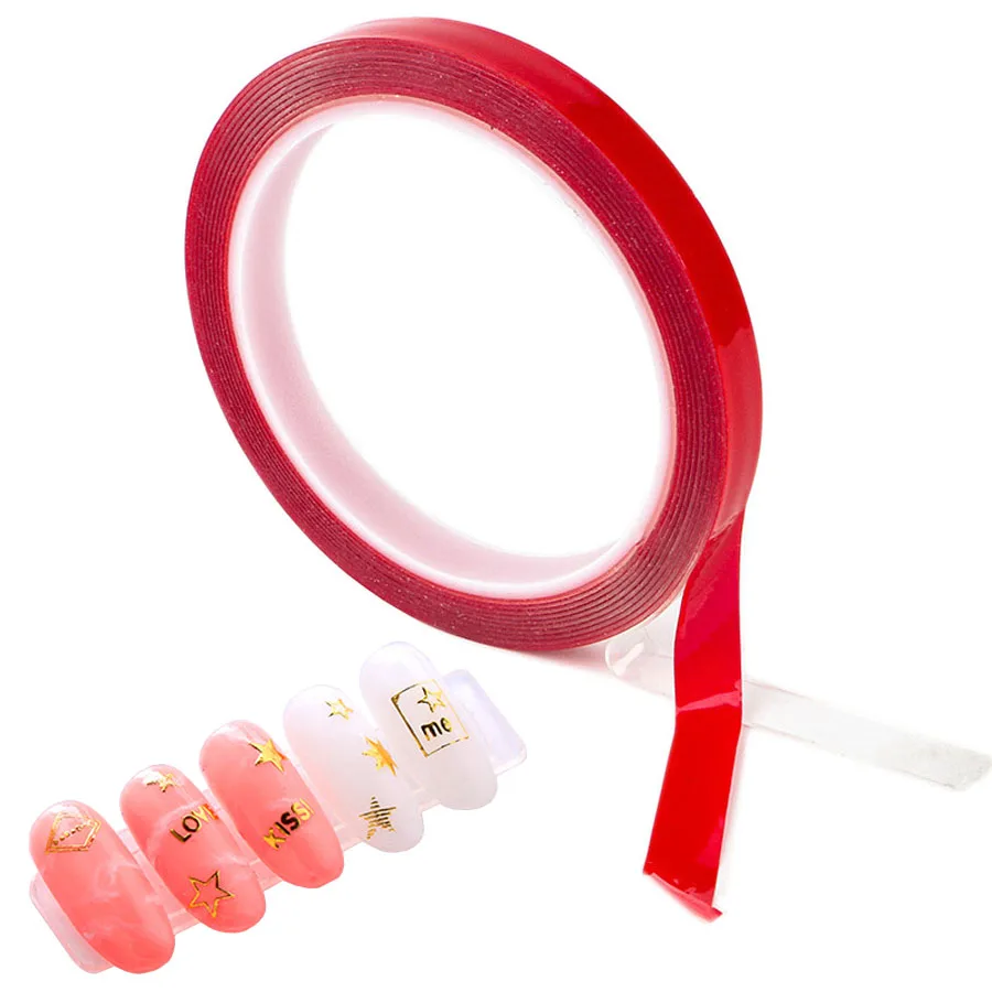 Fita dupla face para pontas de unhas, adesivos removíveis à prova d'água transparentes para arte em unhas, prensa nas unhas, exibição de unhas, escritório doméstico