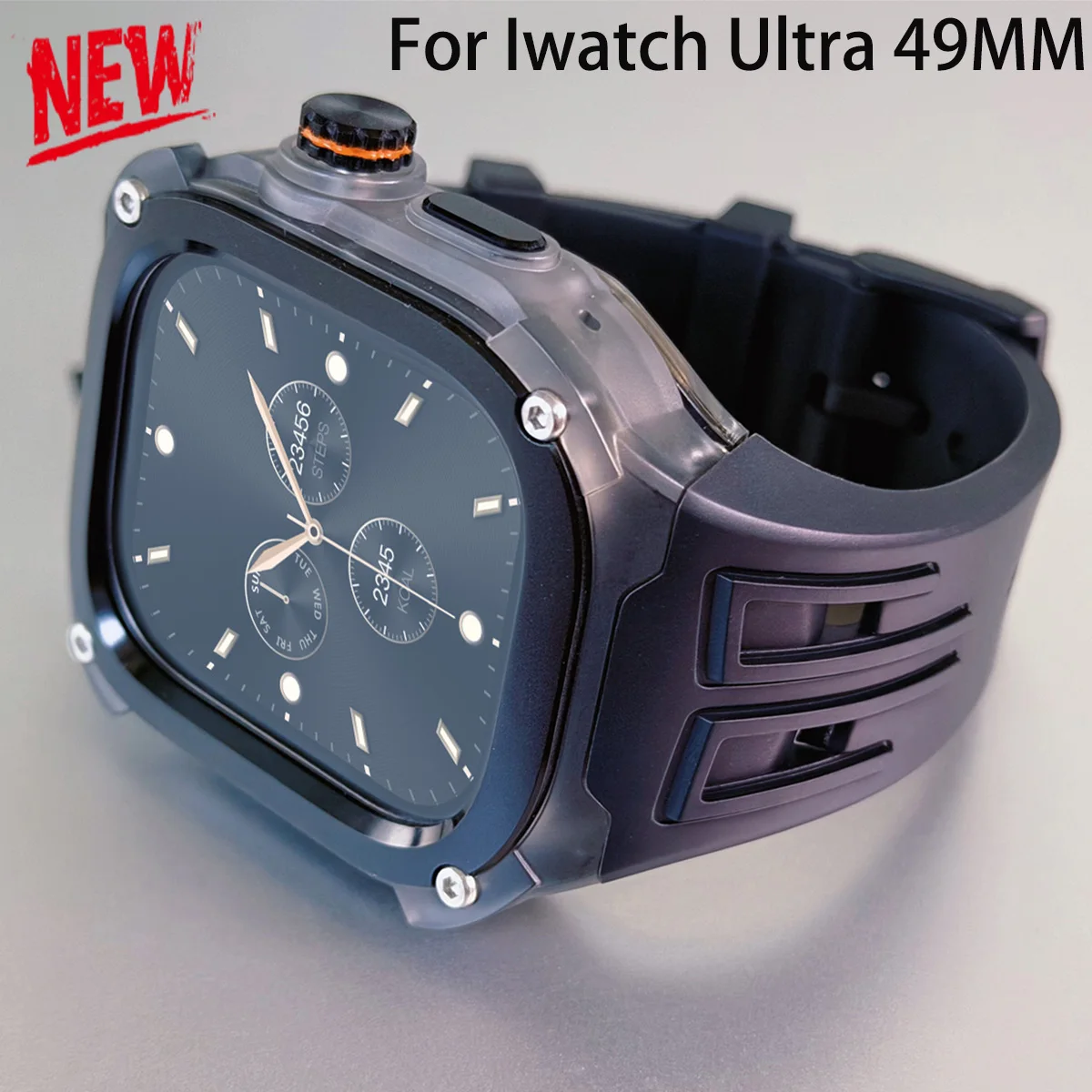 Luxury Modification Kit for Apple Watch Ultra 3 2 1 Metal Case Cover + Silicone Band Strap for Iwatch 49mm Man Bracelet Bumper