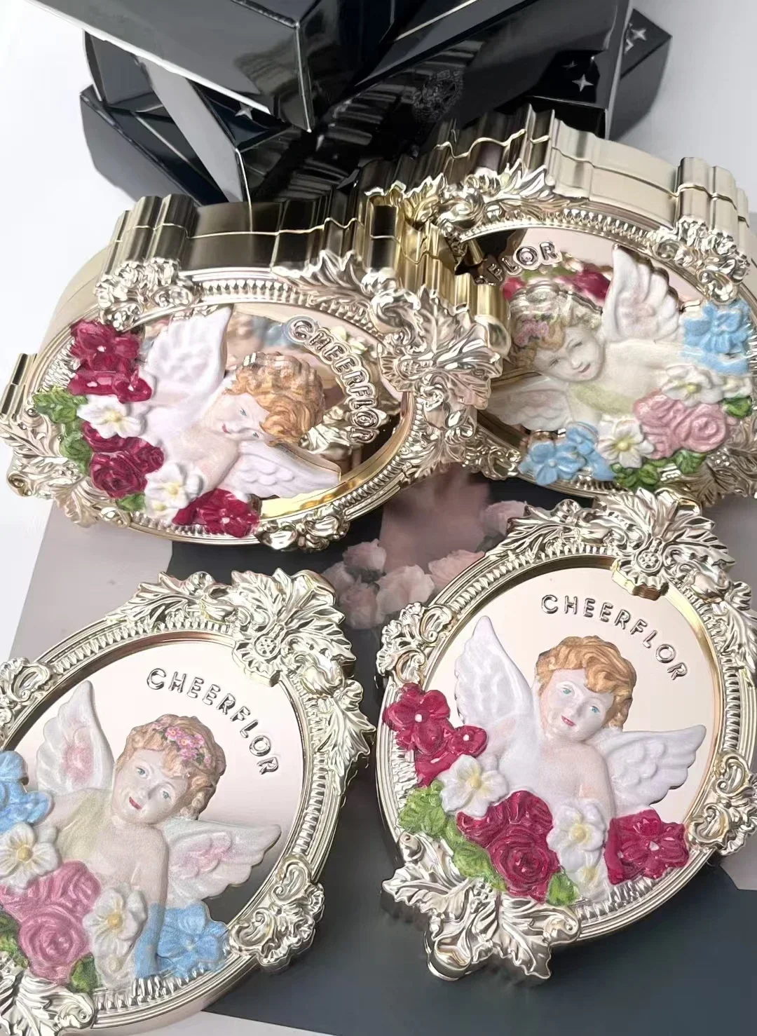 Cheerflor anjo em relevo gradiente blush crueldade-livre pó blush feminino acabamento fosco contorno rosto blush maquiagem nude 4.5g