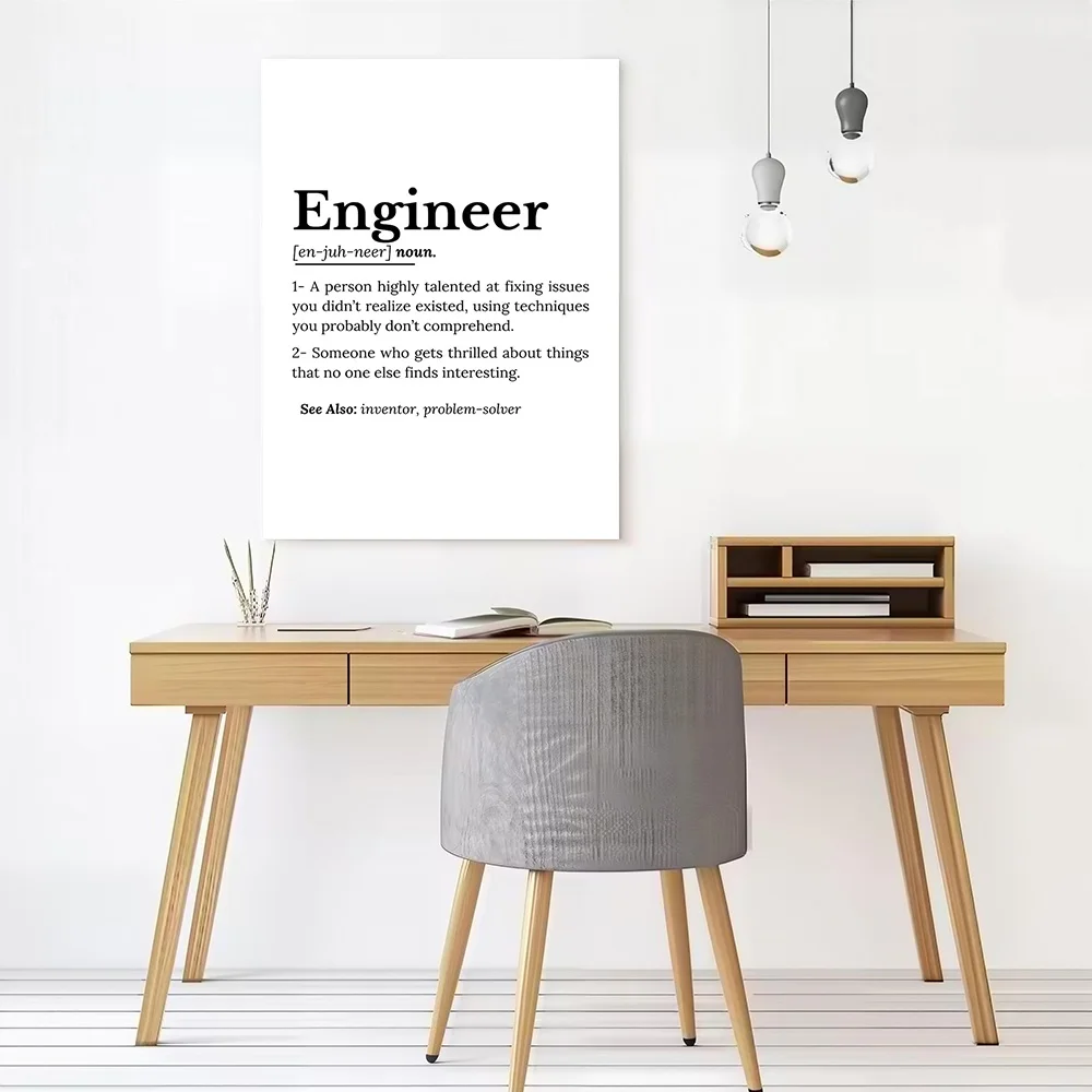 Engineer Definition Typography Print Canvas Poster Wall Art Customizable High Quality Printed Picture for Decor Room Wand Deko