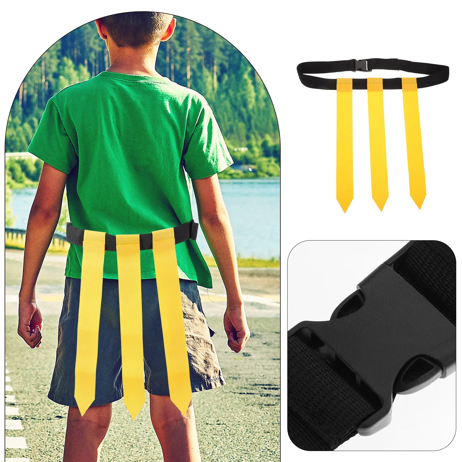 Flag Football Belt for Teens Adjustable Nylon Waist Belt with Durable PVC Flags for Outdoor Training
