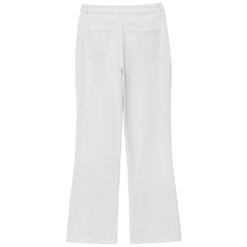 HXAO 2025 pantalons pour femmes pantalon blanc jean femmes nœud à lacets taille moyenne pantalon évasé Chic élégant Denim tenue de bureau femmes pantalon
