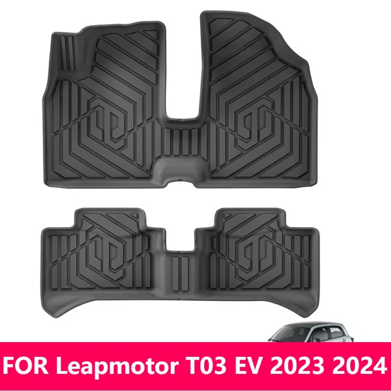 

Для Leapmotor T03 EV 2023 2024, автомобильные коврики TPE 3D, водонепроницаемая накладка на багажник, черная