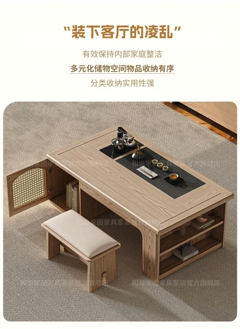 

Coffee table Nordic ash wood solid wood TV cabinet household living room coffee table