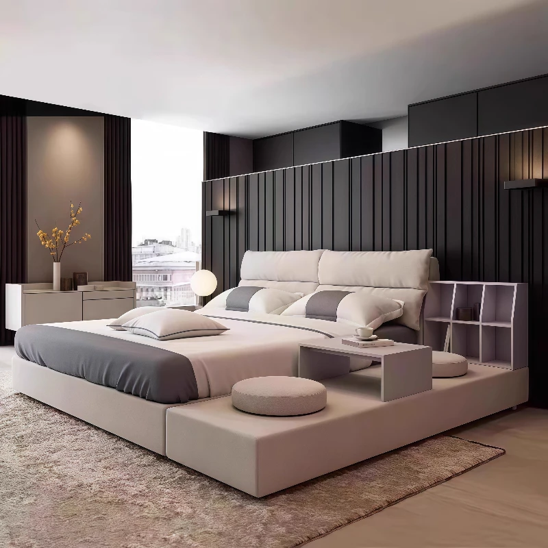 Modern minimalist Technology cloth bed frame queen tatami double bed wedding bed soft bag cama de casal furniture