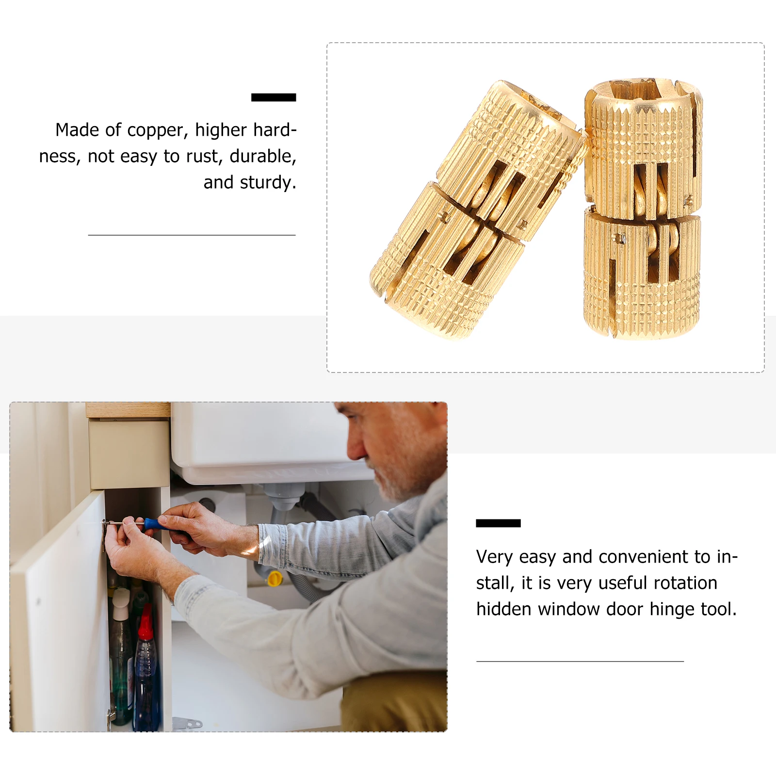 

2Pcs Copper Hidden Hinges for Doors Cabinet Invisible Pivot Adjustable Hardware AntiRust Furniture Hinge Accessories