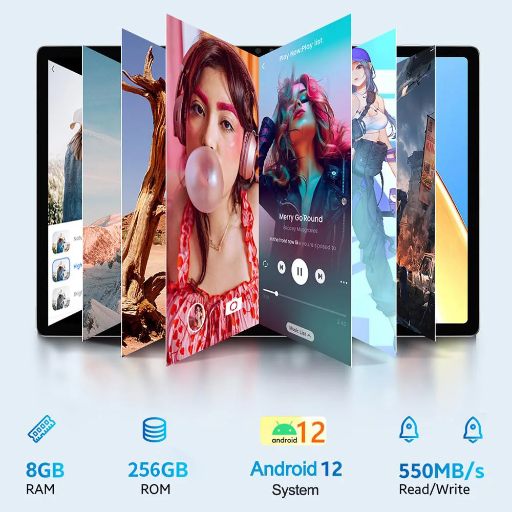 Планшет bdf P50 Max, Android 12, 10,1 дюйма, HD + 90 Гц, 18 Вт, 4G LTE,Планшетный компьютер BDF P50 Max Android 12 10,1 - дюймовый HD + 90 Гц TÜV Rheinland Development Core 6762 8 ГБ RAM 256 ГБ ROM 5000mAh 18W 4G LTE