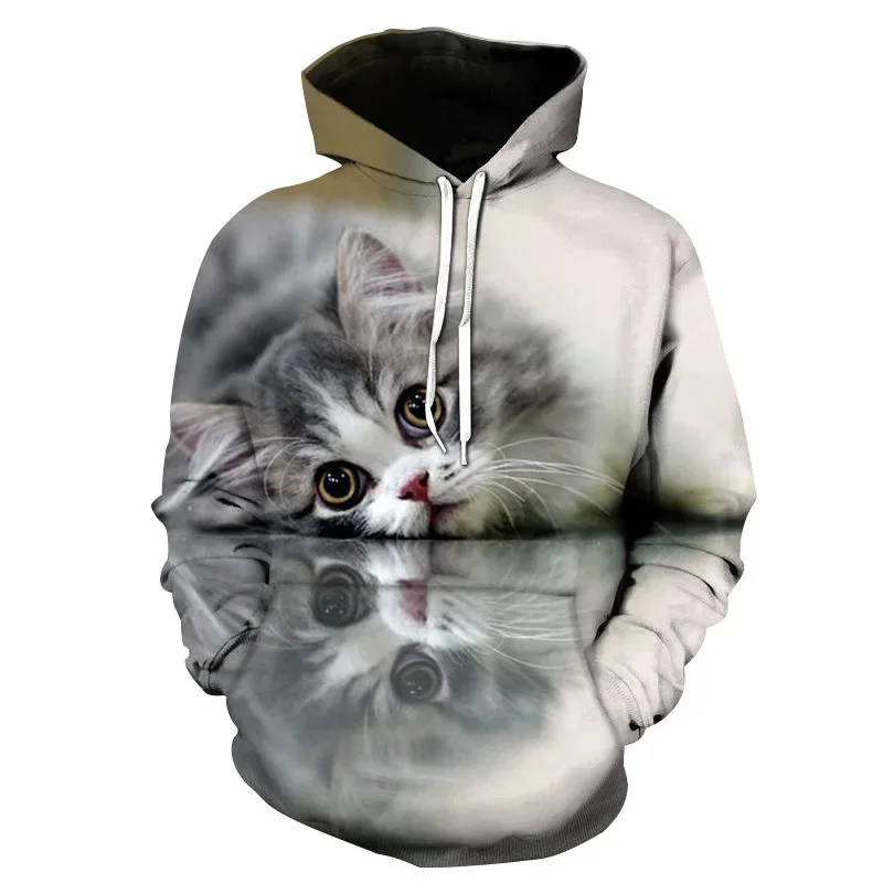 New 3D Cat Printing Popular Hoodie Men\'s Unisex Animal Pattern Pullover Kids Fashion Streetwear Hoodie Funny Hooded Sweatshirt