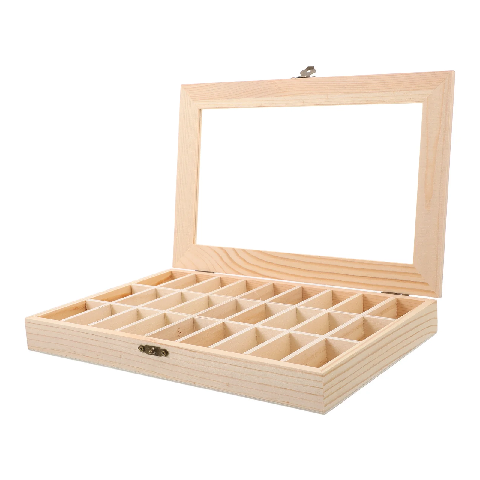 

Gemstone Display Case Wooden Compartment Rock Storage Box for Natural Crystal Specimen Collection and Learning Environment