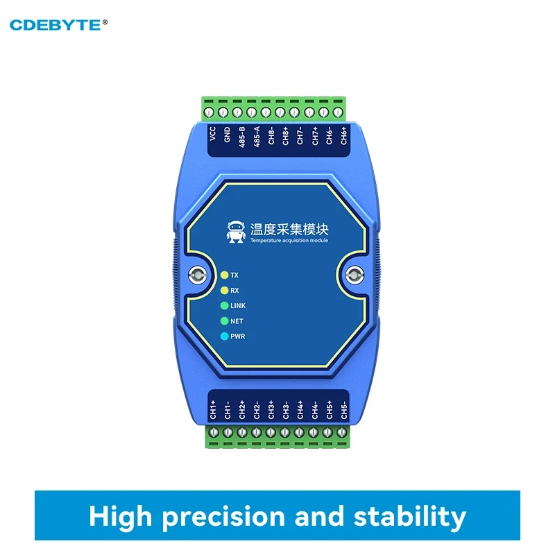 Modulo di acquisizione temperatura RS485 a 8 vie CDEBYTE ME31-XEXX0800-485 PT100 RTD Supporto modulo ad alta precisione Modbus DC 8 ~ 28 V