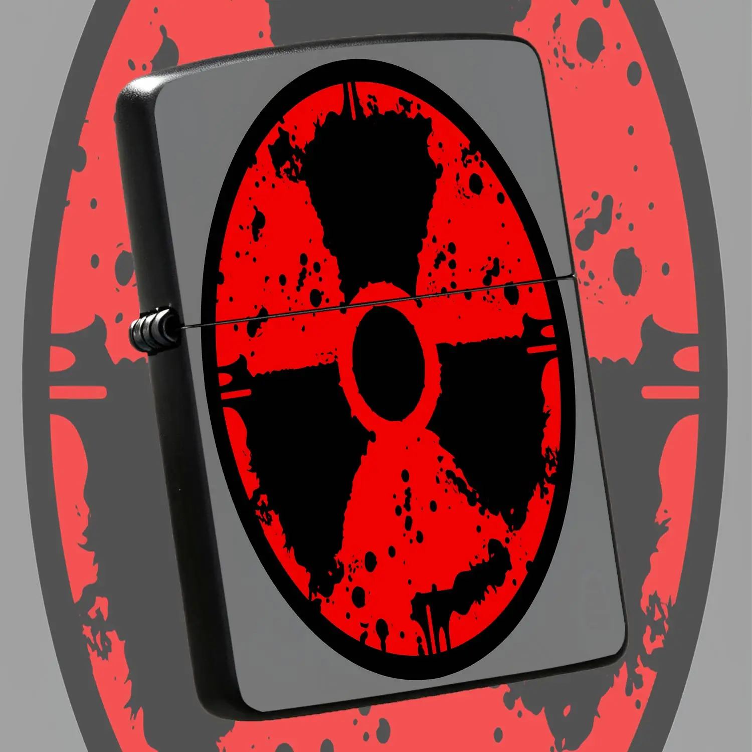 Creative Distressed Radiation Symbol Decor Lighter, Stylish Red Black Retro Eye-Catching Design, Portable Accessory For Daily Carry, Nice Gift For Friends, Perfect For All Kinds Of Scenes, Cool Personalized Collectible A Humorous And Intere