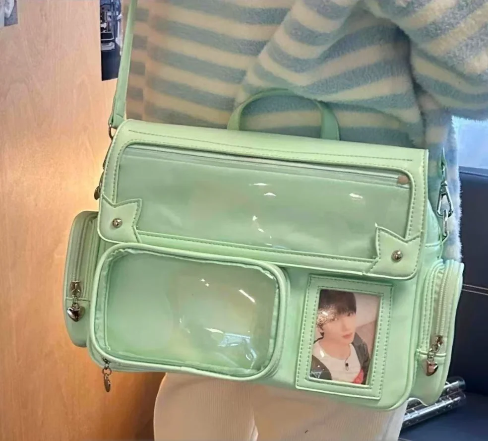 Neue Y2K Niedliche Ita-Tasche Harajuku Mädchen Transparente Tasche mit Großer Kapazität Crossbody-Tasche Lolita DIY Abzeichen-Display Lässige Schultertaschen