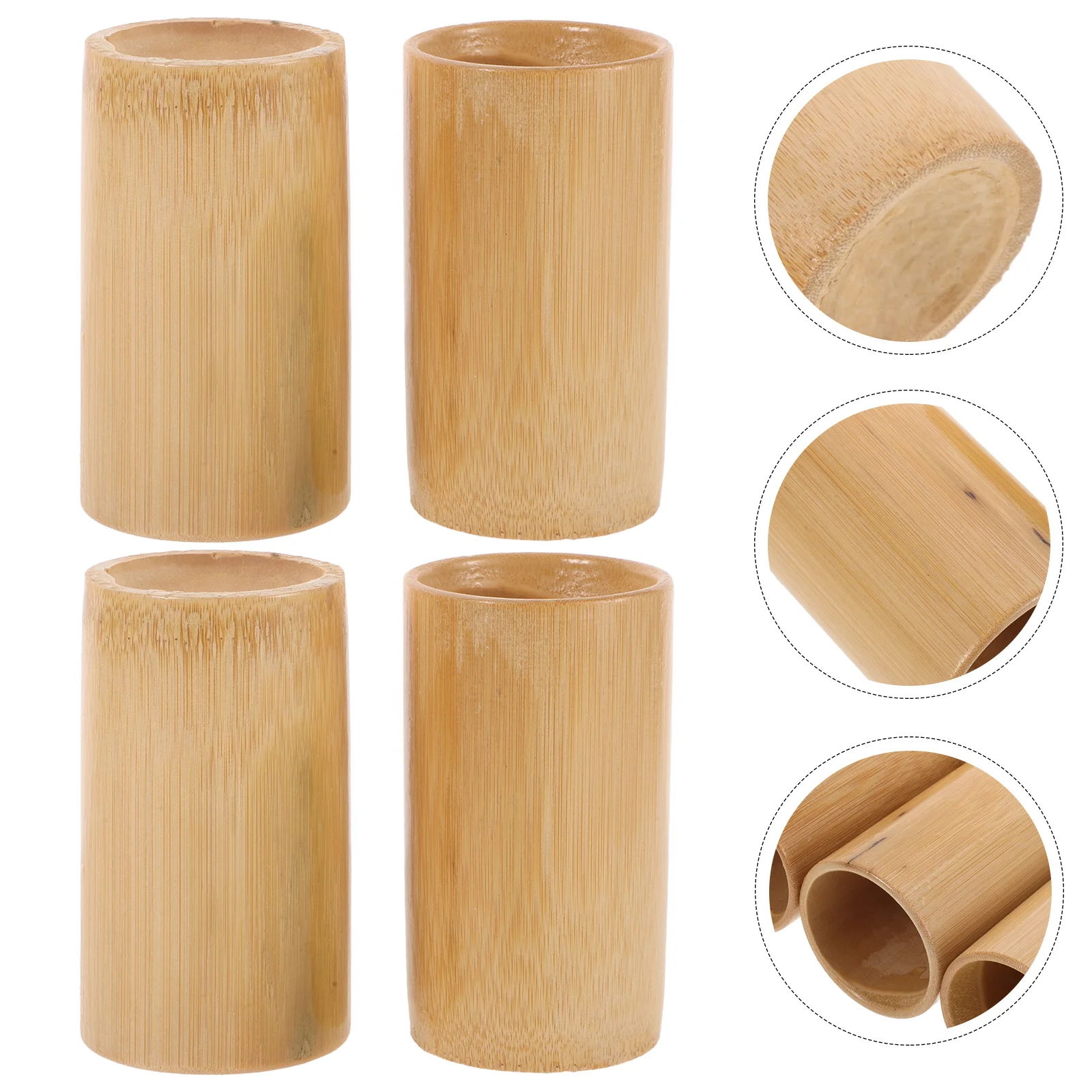 

4 Pcs Cup Bamboo Cupping Cups Device Dedicated Massage Tools Brown Back Suction Chinese Travel