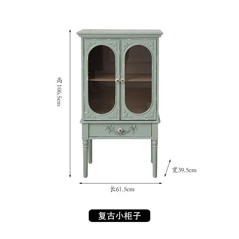 #French retro small cabinet light luxury display storage  sofa bedroom display  European old decorative