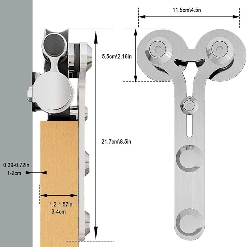 TSMST 5-6.6FT Interior Stainless Steel Sliding Barn Single Door Hardware Track Roller Flat Hanger Rail Kit For Wood Door, Y Shap