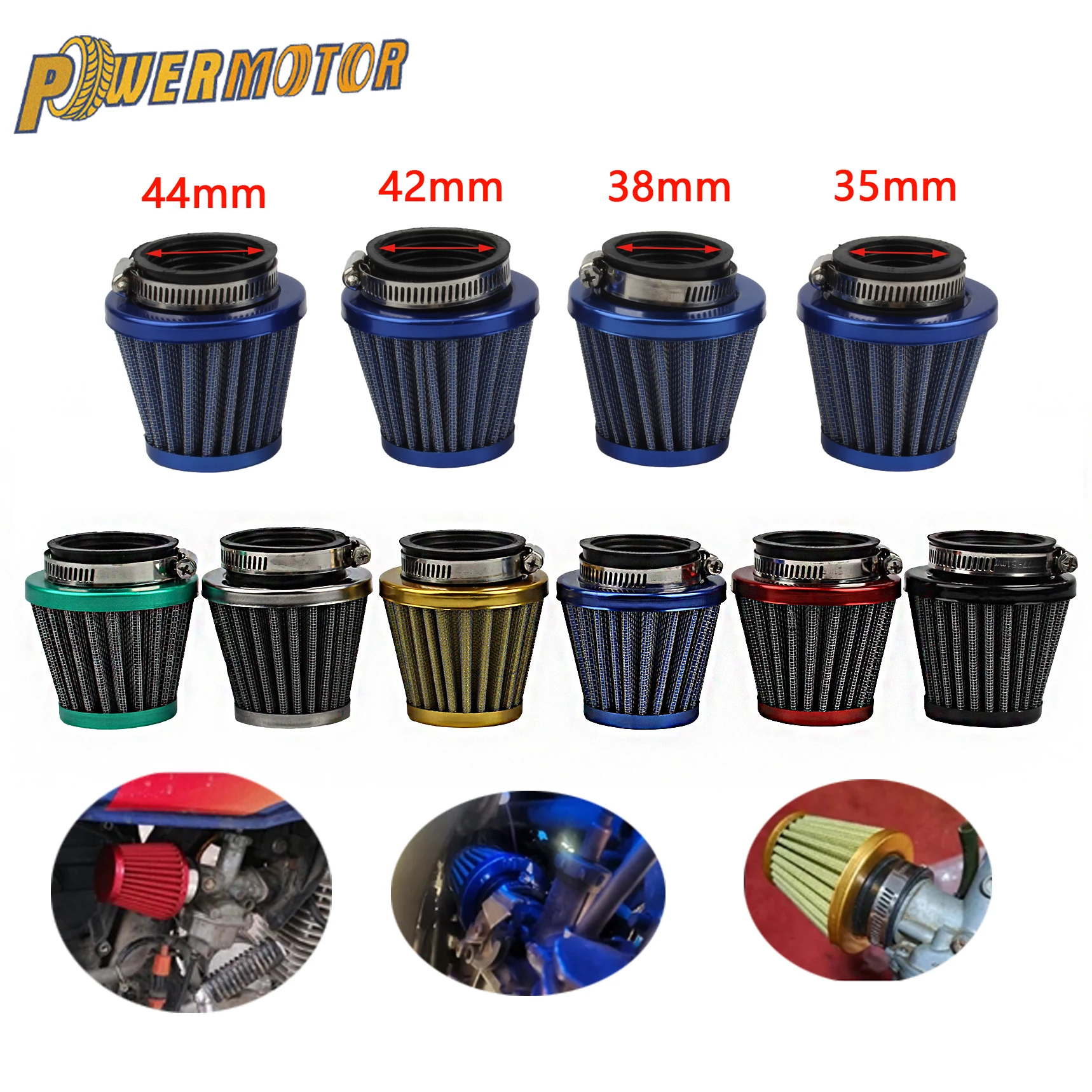 ATV Motorcycle Air Filters Systems Intake Induction Kit Dirt Pit Bike 35mm 38mm 42mm 44mm Universal Motorbike Parts