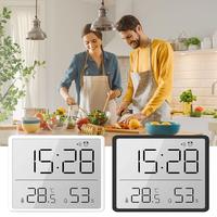 Magnetic LCD Digital Clock Wall Mounted Refrigerator wall Alarm Clock Ultra Thin Desk Clock for Bedside Living Room