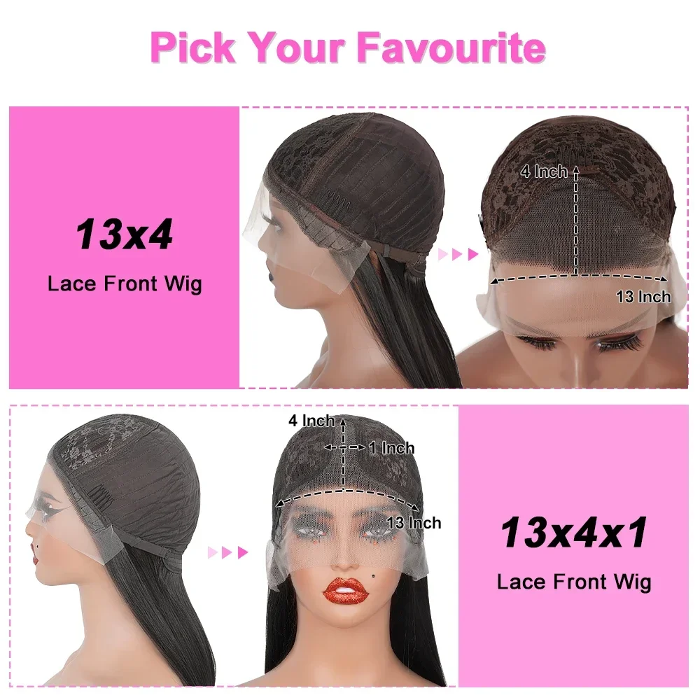 Black Straight Layered Front Wigs Straight Lace Glueless Wig HD Transparent Heat Resistant Layered Lace Front Wig Synthetic Hair image 6