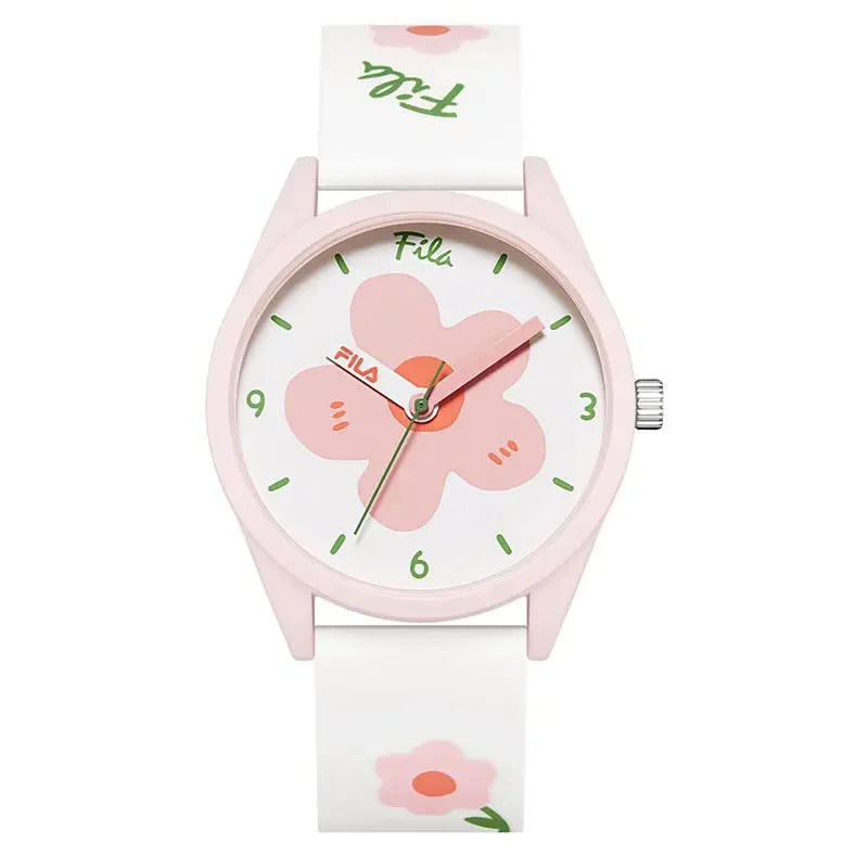 Original FILA Electronic Watch Fashion Camellia Limited Edition Trend Waterproof Student Silicone Watches 6465