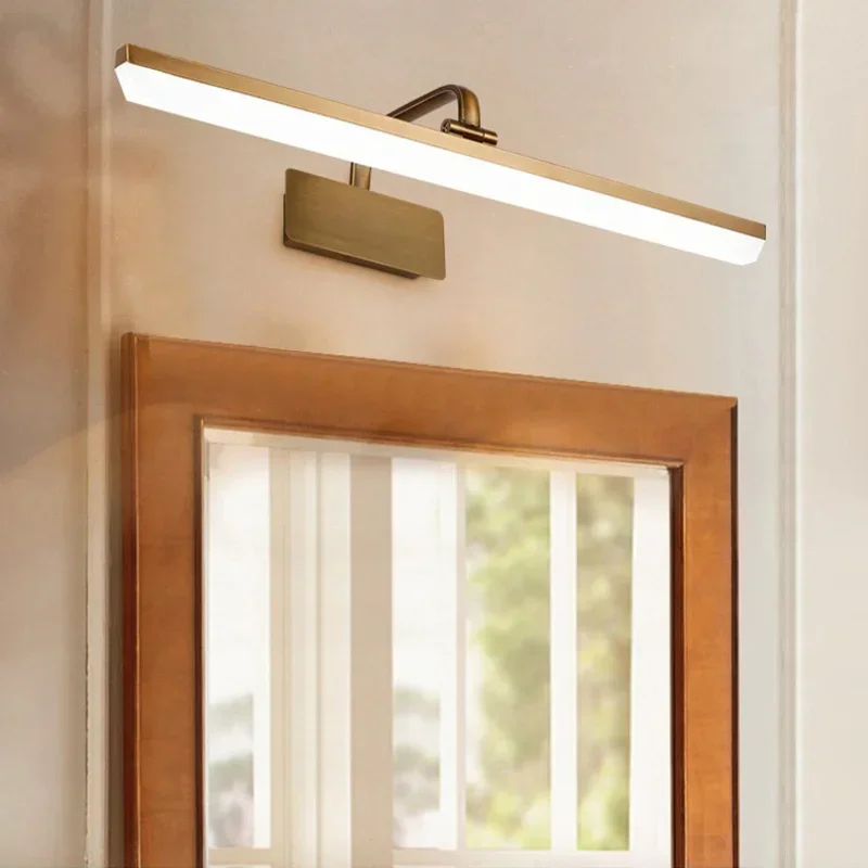 Коричневая бронзовая светодиодная зеркальная лампа, водонепроницаемая настенная лампа для ванной комнаты, настенная роспись для витрины отеля, современный светильник для макияжа для учебы