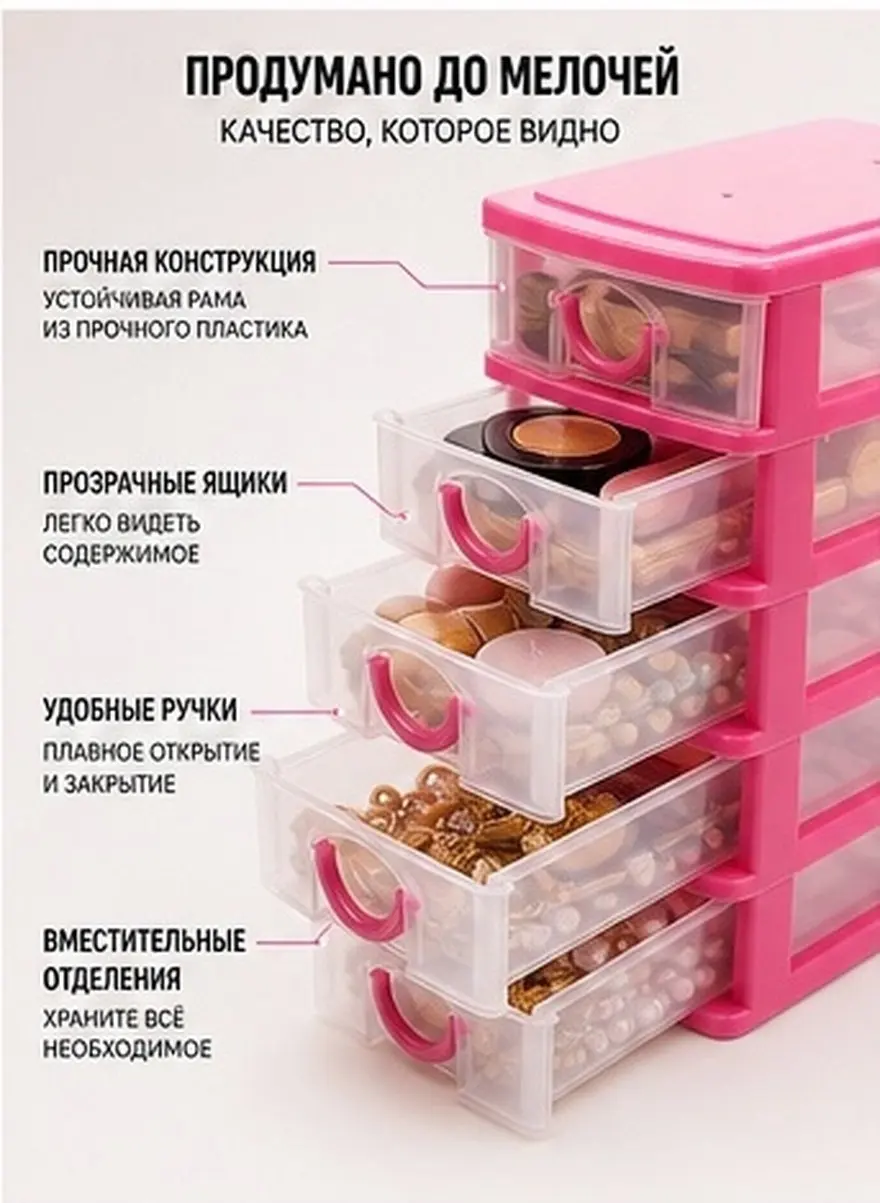 Clear Desk Organizer 5 Layers Drawer Style Desktop Storage Organizer for Office Makeup Jewelry Transparent Storage Box
