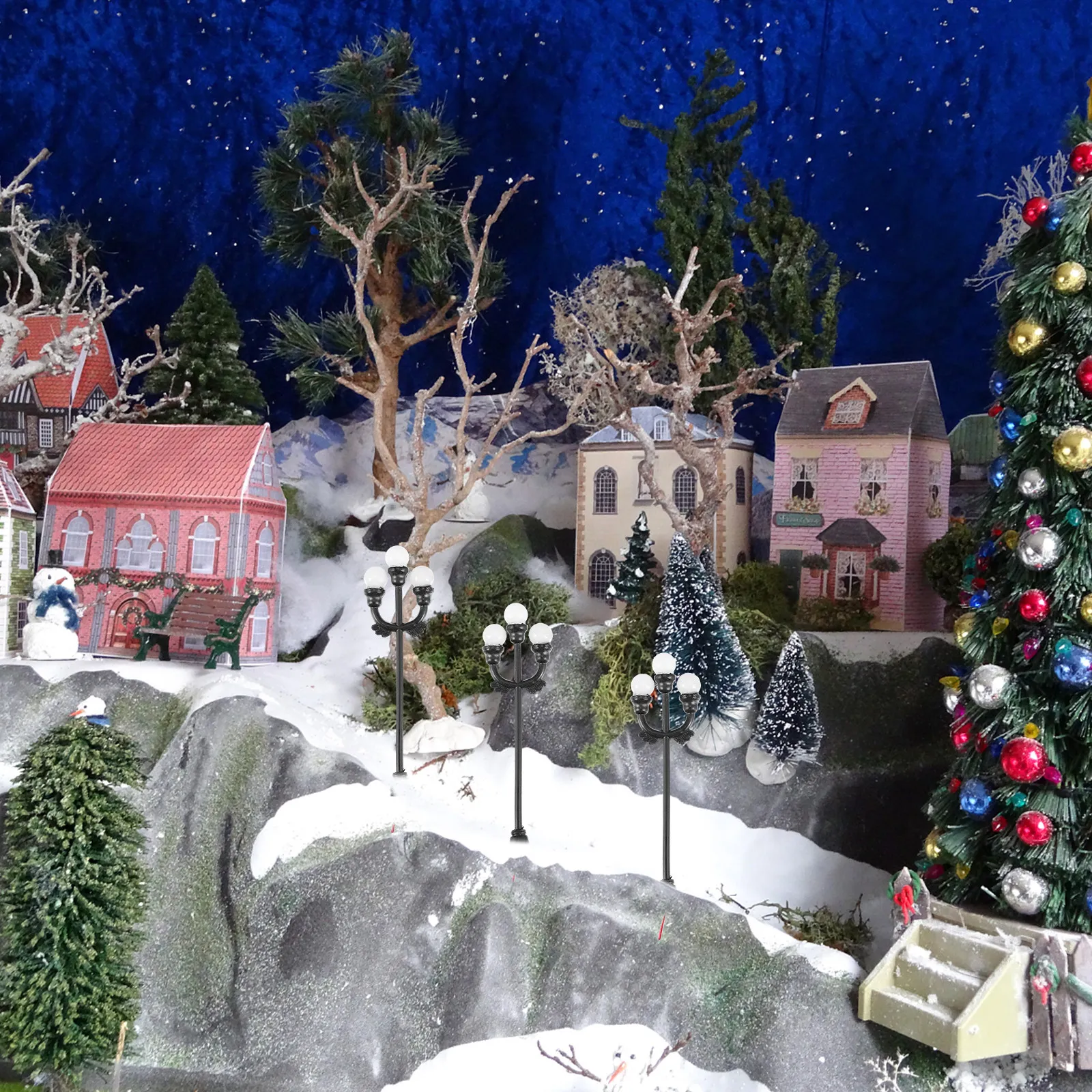 

3Pcs Premium Plastic Mini Landscape Lamp Set for Sand Table DIY Projects Elegant European Style Garden Street Light Decor