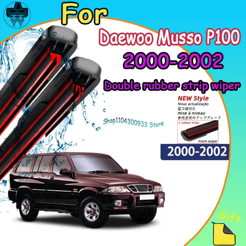 

Front Wiper Blades Car Windscreen Auto Window Accessories For Daewoo Musso P100 2000-2002 2001 Compatible Durable Silent