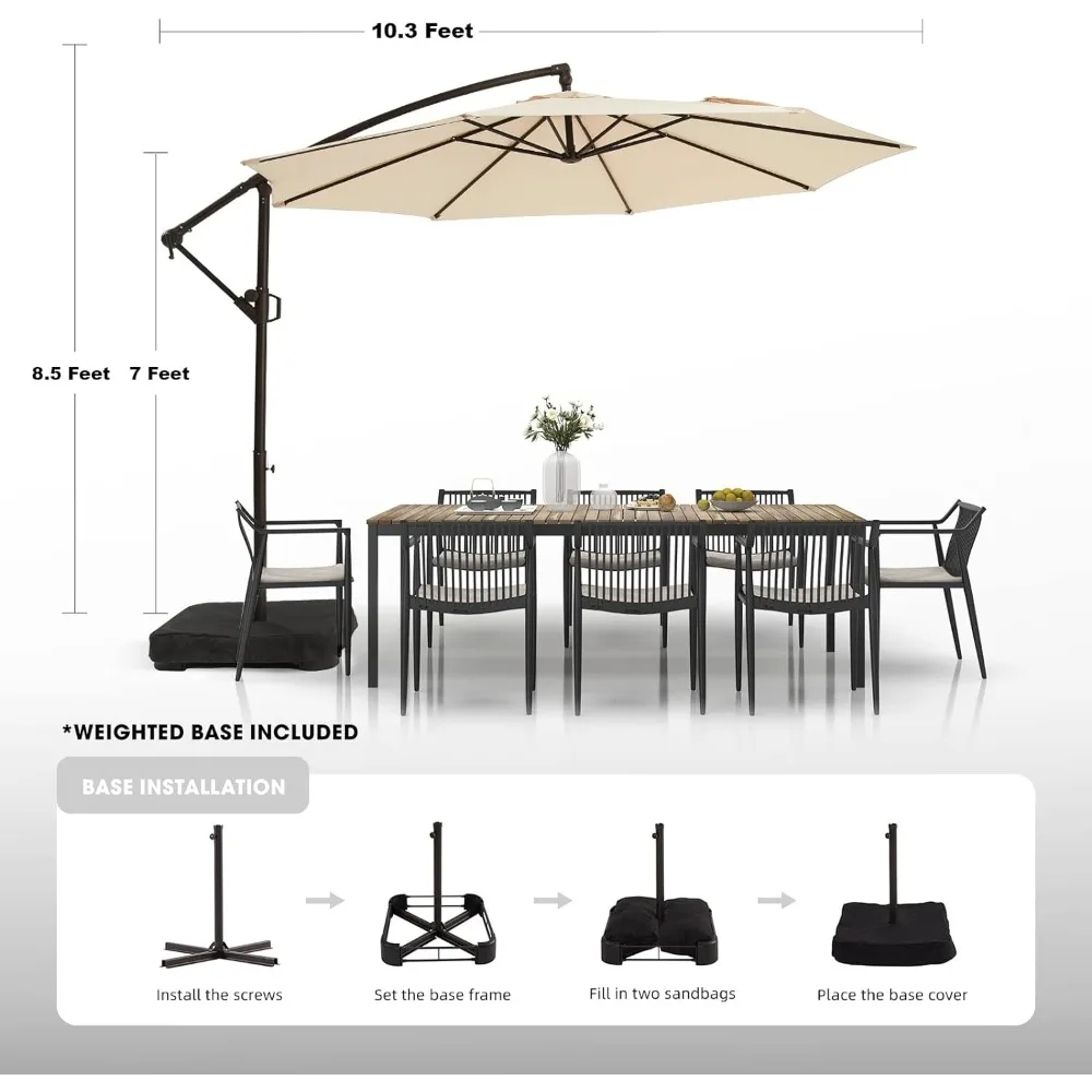 Patio Umbrellas for Double Sided with Base and Infinite Tilt, Crank and Cross Base, 10ft Outdoor Umbrella