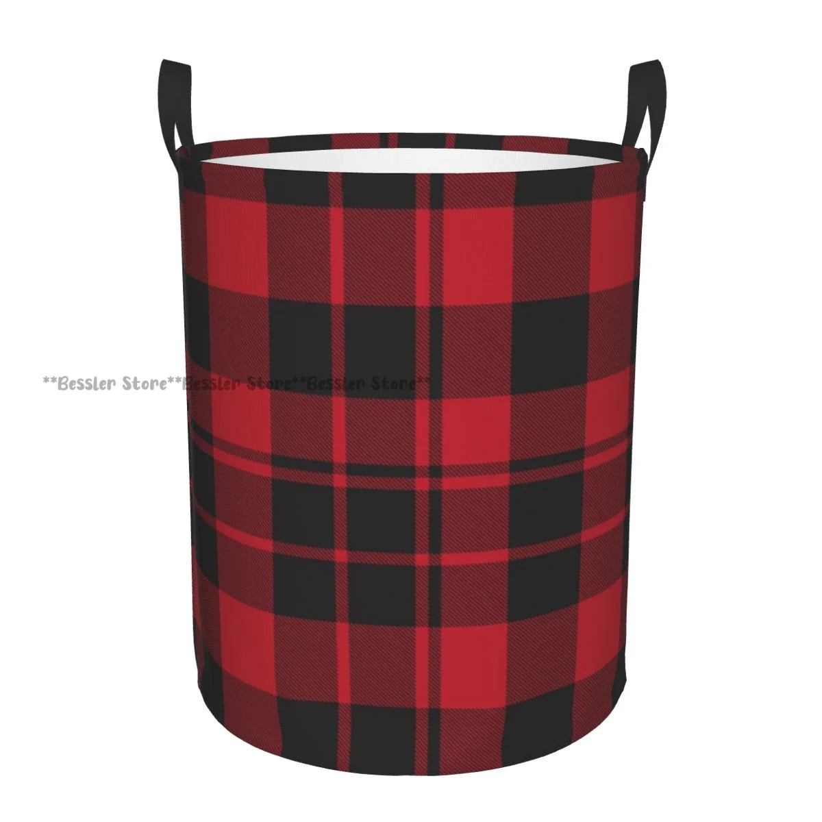 Foldable Laundry Basket for Dirty Clothes Red Plaid Checkered Tartan Storage Hamper