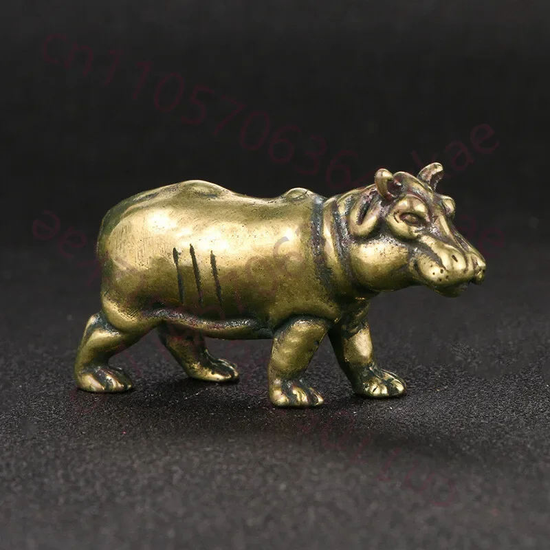 Solid Brass Hippo Figurines Small Hippo Statue House Ornament Animal Figurines