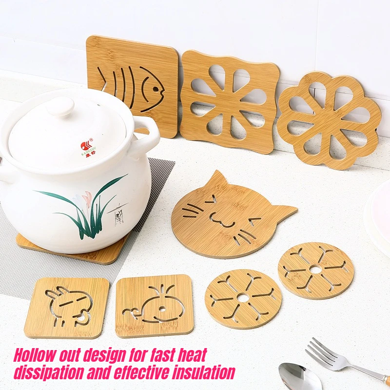 

4PCS New Home Creative Wooden Desktop Insulation and Anti Slip Pot Mat Multi Purpose Cute Tea Cup Mat