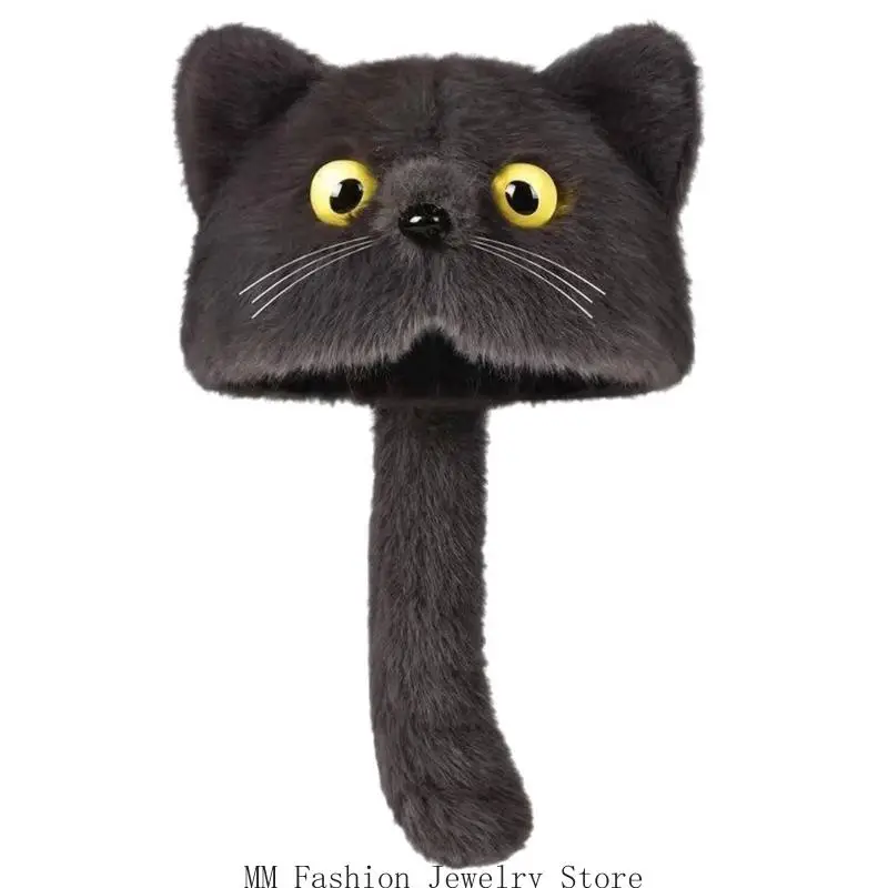 

D0UB Plush Animal Costume Hat Machine Washable Stretchy For Halloween Cosplay Winter Sports Enthusiasts