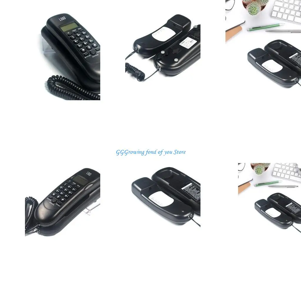 H9EB Corded House Phones Landline, Dial Pad on Base unit Home Phone, Landline Phones Last Number Redial Wall Mountable