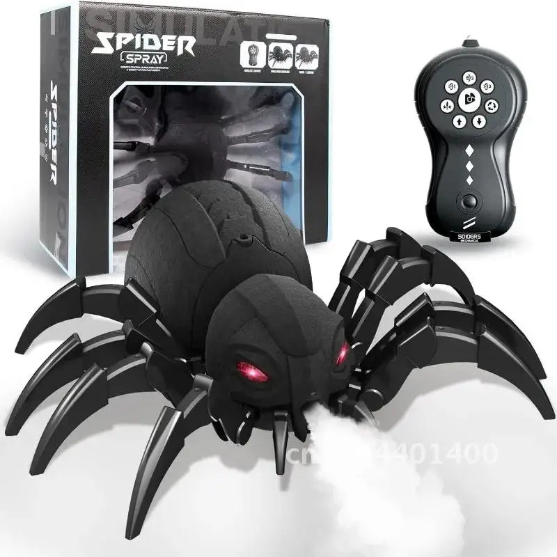 Robô aranha rc, brinquedos de aranha com controle remoto, spray/luz/música, presentes para meninos de 6 a 12 anos, brinquedos de páscoa de halloween para crianças