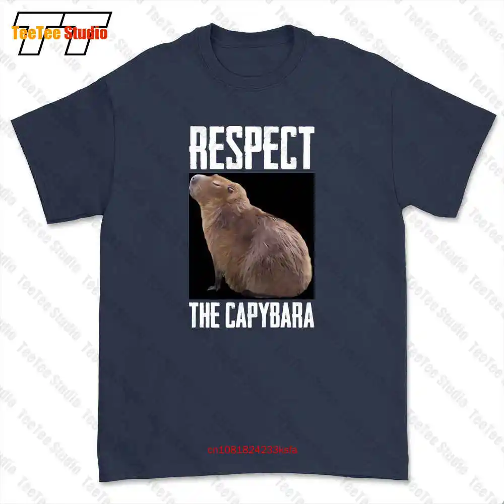 Respect The Capybara Funny Rodent Capibara Photo T-shirt Tee 4LXW