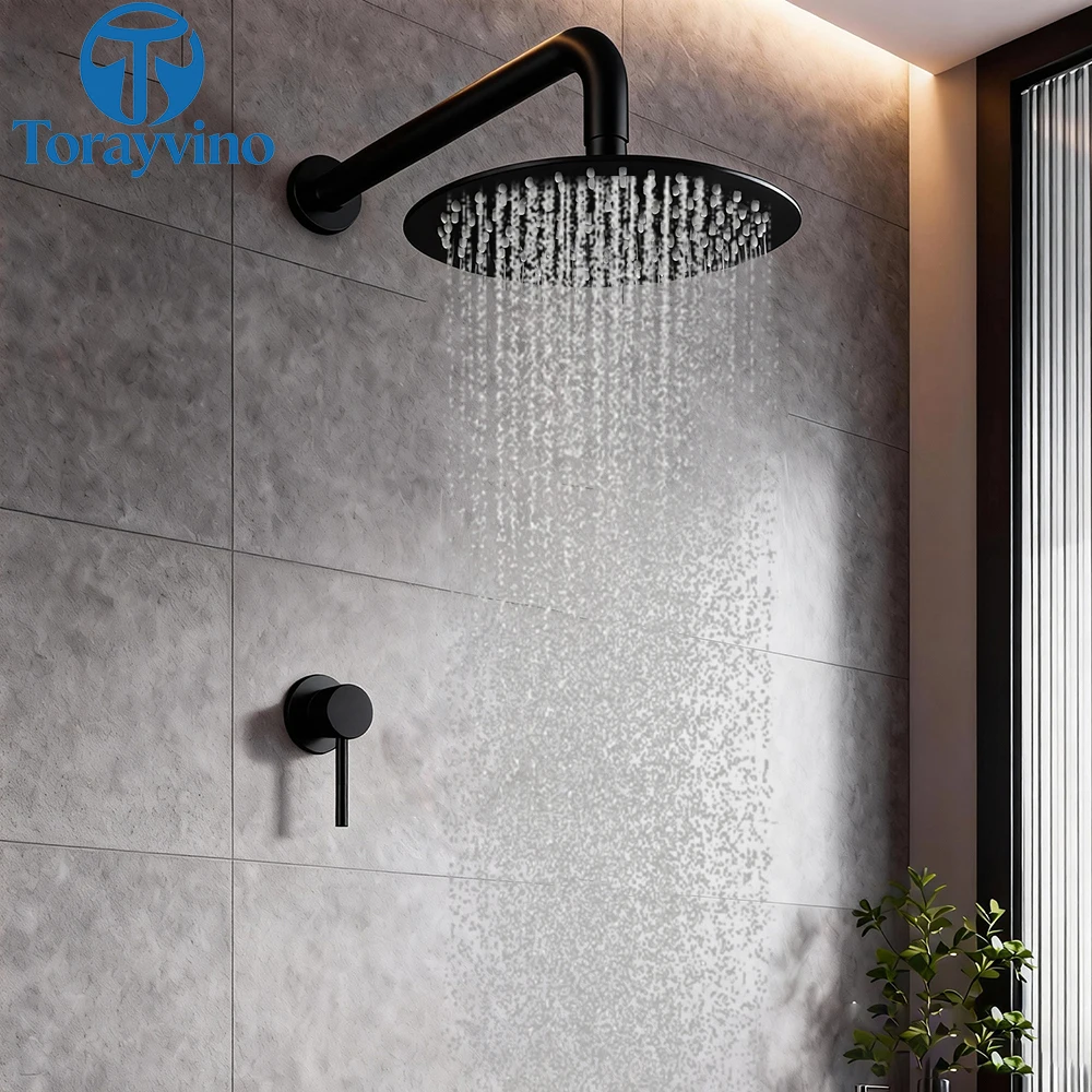 Torayvino Bathroom Gun gray Shower Faucet Set With Rain Shower Head Outdoor Shower System Set Complete Bathtub Kit Mixer Tap