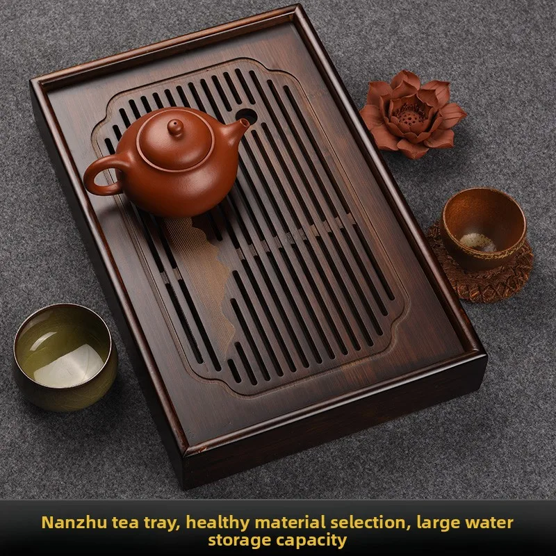 

BambooTea Tray, Minimalist Home Office Dry Brew Tea Table, Elegant Traditional Kung Fu Tea Set,Large CapacityWater Tray Durable