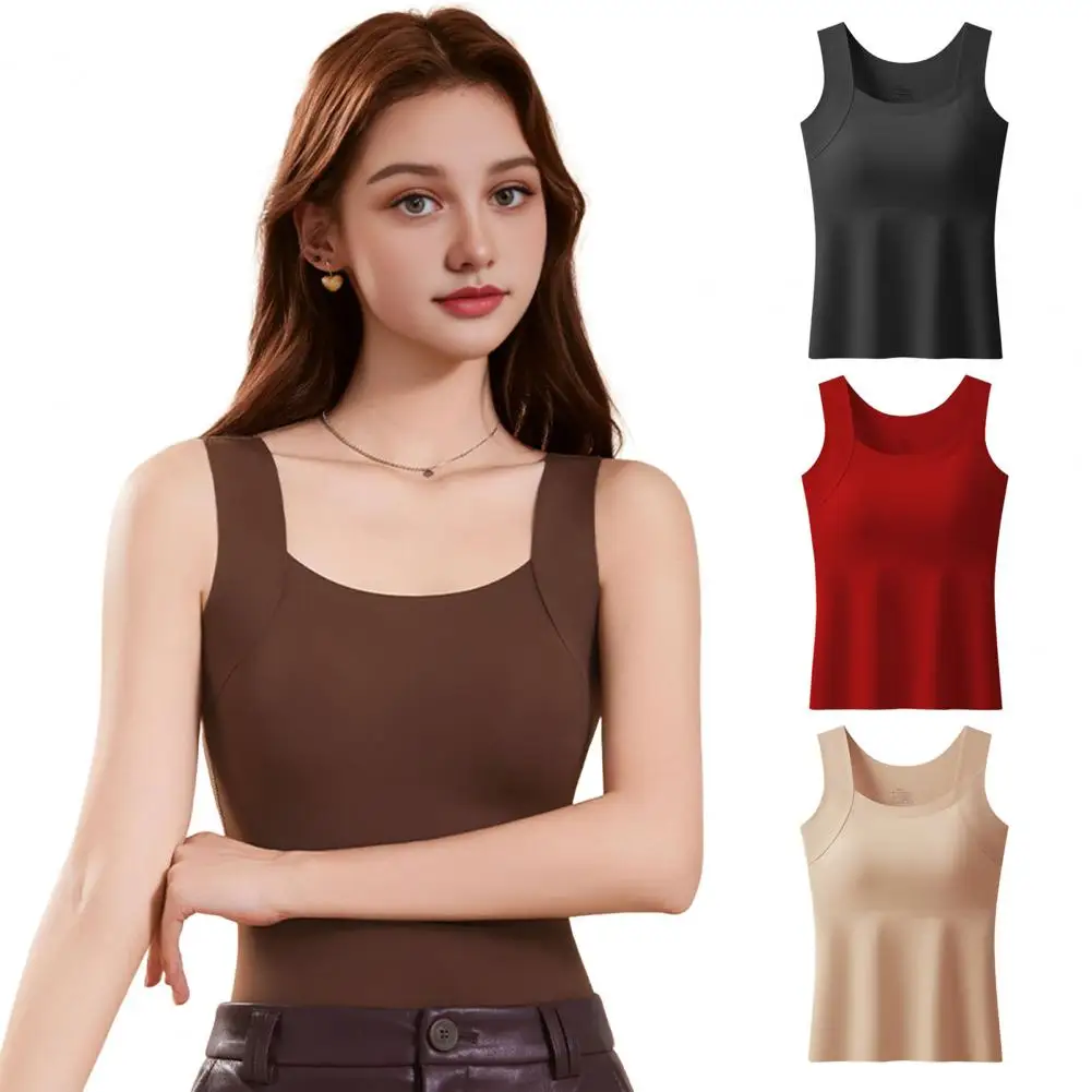 Fall Tank Top Womens Tank Top Women’s Tank Top for Fall Winter Square Collar Padded Vest Slim Fit Business Casual Shirt