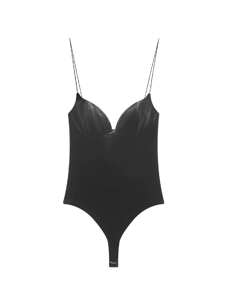 بدلة قفز نسائية عصرية بدون أكمام ورقبة على شكل حرف v بدون ظهر قصيرة مخملية بحمالة نسائية بقصة ضيقة ومثيرة وأنيقة وسحاب جانبي #2