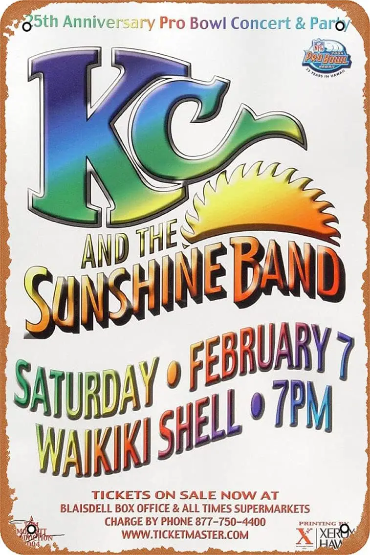 K.C. and The Sunshine Band Poster 12 X 8 Inches Vintage Retro Metal Tin Sign Art Decor, 8 x 12inch