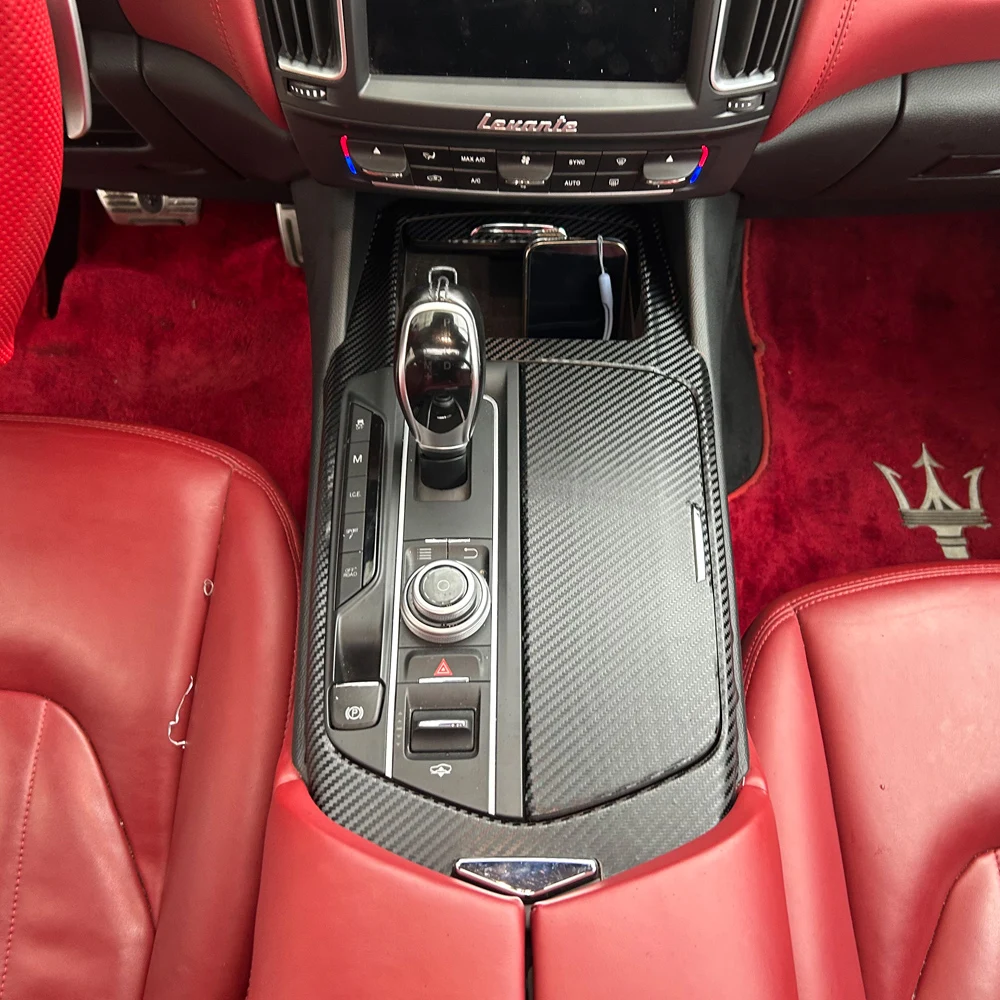 For Maserati Levante 2016-2023 Interior Central Control Panel Door Handle Carbon Fiber Stickers Decals Car Styling Accessorie
