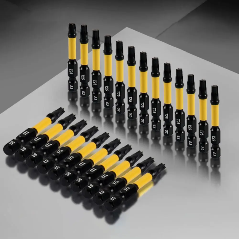 

20 шт. Torx T25 ударная бита сильная магнитная пакетная головка ударная отвертка высокой твердости желтая магнитная головка Torx ручной инструмент