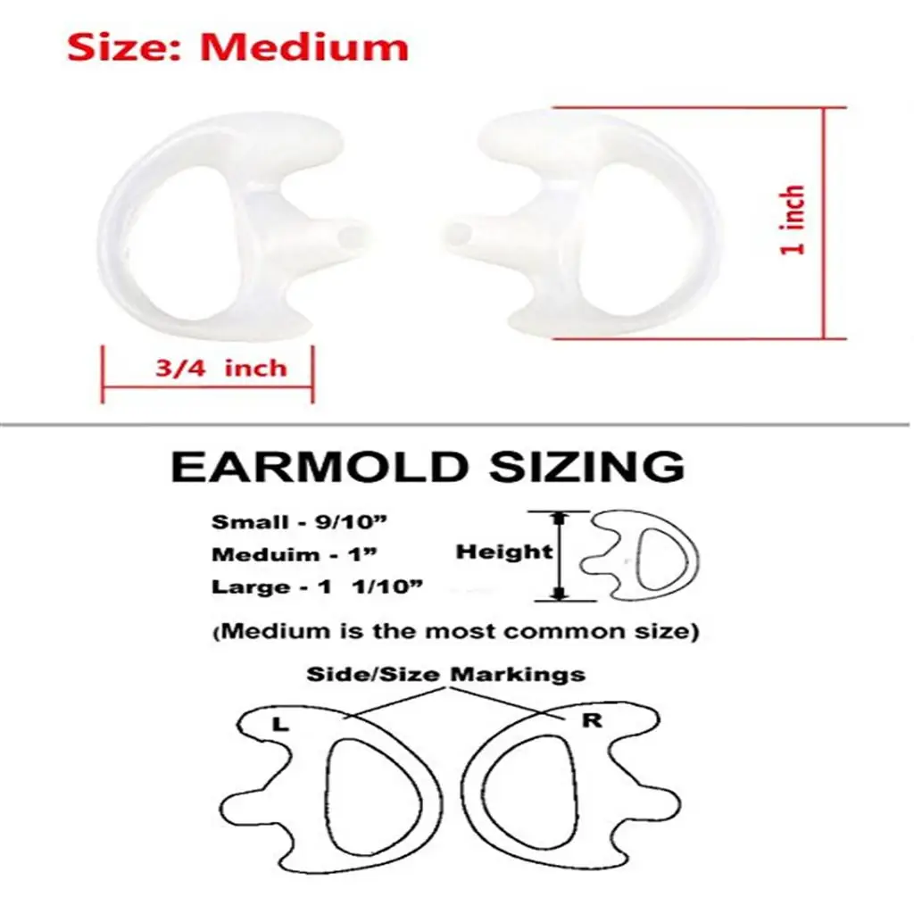 Earmold Eartips Flexible Silicone Earbud Earphone Accessories for Walkie Talkie Acoustic Tube Use