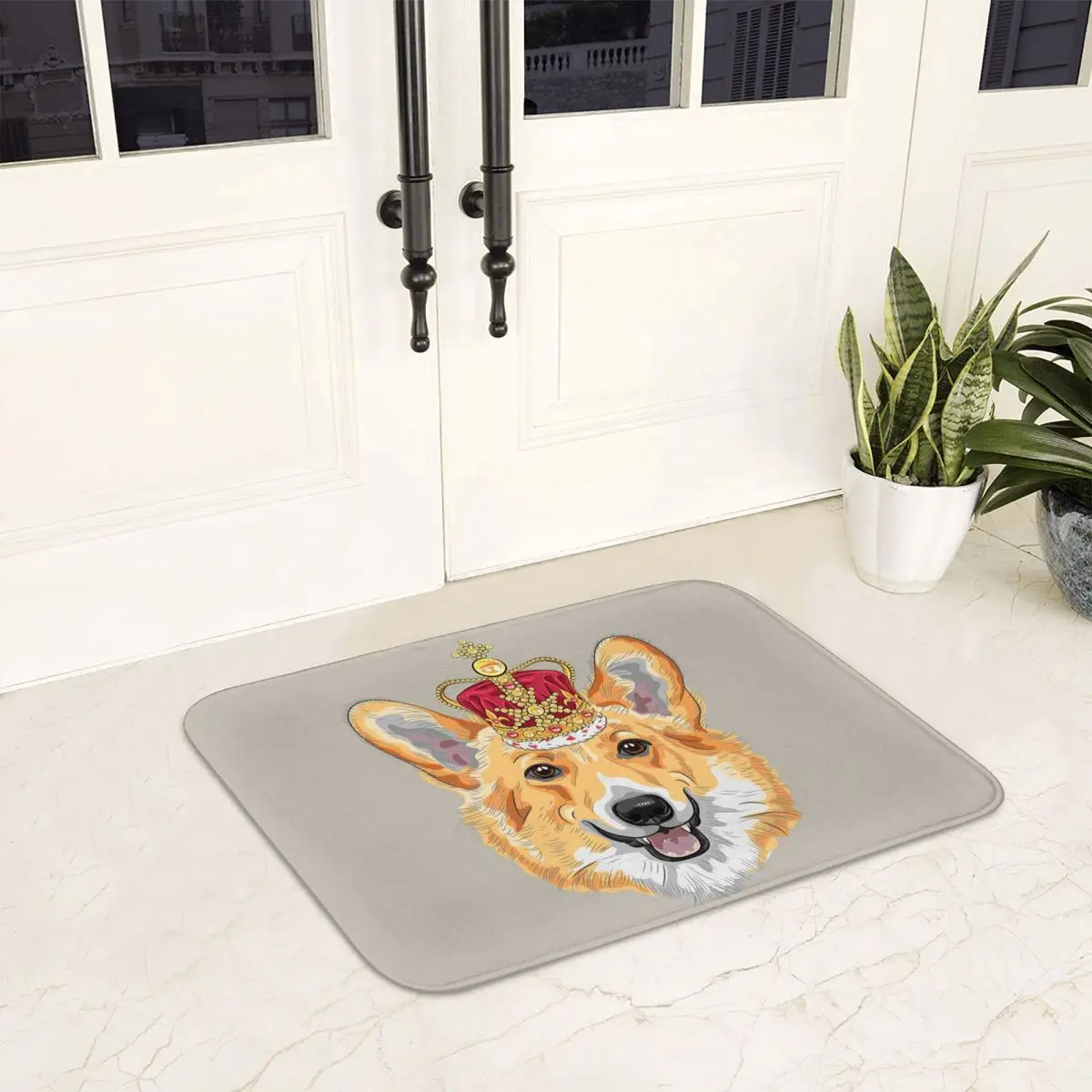 Corgi With A Crown Doormat Non-slip Super Absorbent Bathroom Floor Mats Home Entrance Rugs Kitchen Living Room Carpet Footpad