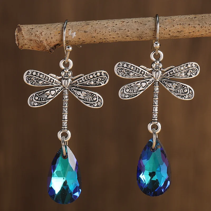 Gorgeous Colors Dragonfly Waterdrop Earrings for Women Anniversary Gift Bride Engagement Wedding Fine Jewelry