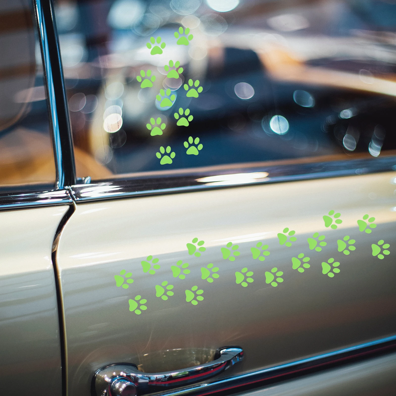 

24pcs Cat Footprint Decal 3D Carbon Fiber Vinyl Sticker 11CMx6CM Yellow Set 3sets Car Decorative Sticker Body Decoration