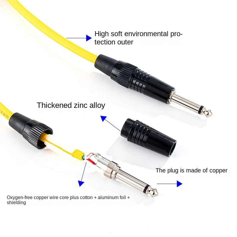 6.5mm Jack Audio Cable 6.35 Jack Male to Male Aux Cable For Stereo Guitar Mixer Amplifier Speaker Cable