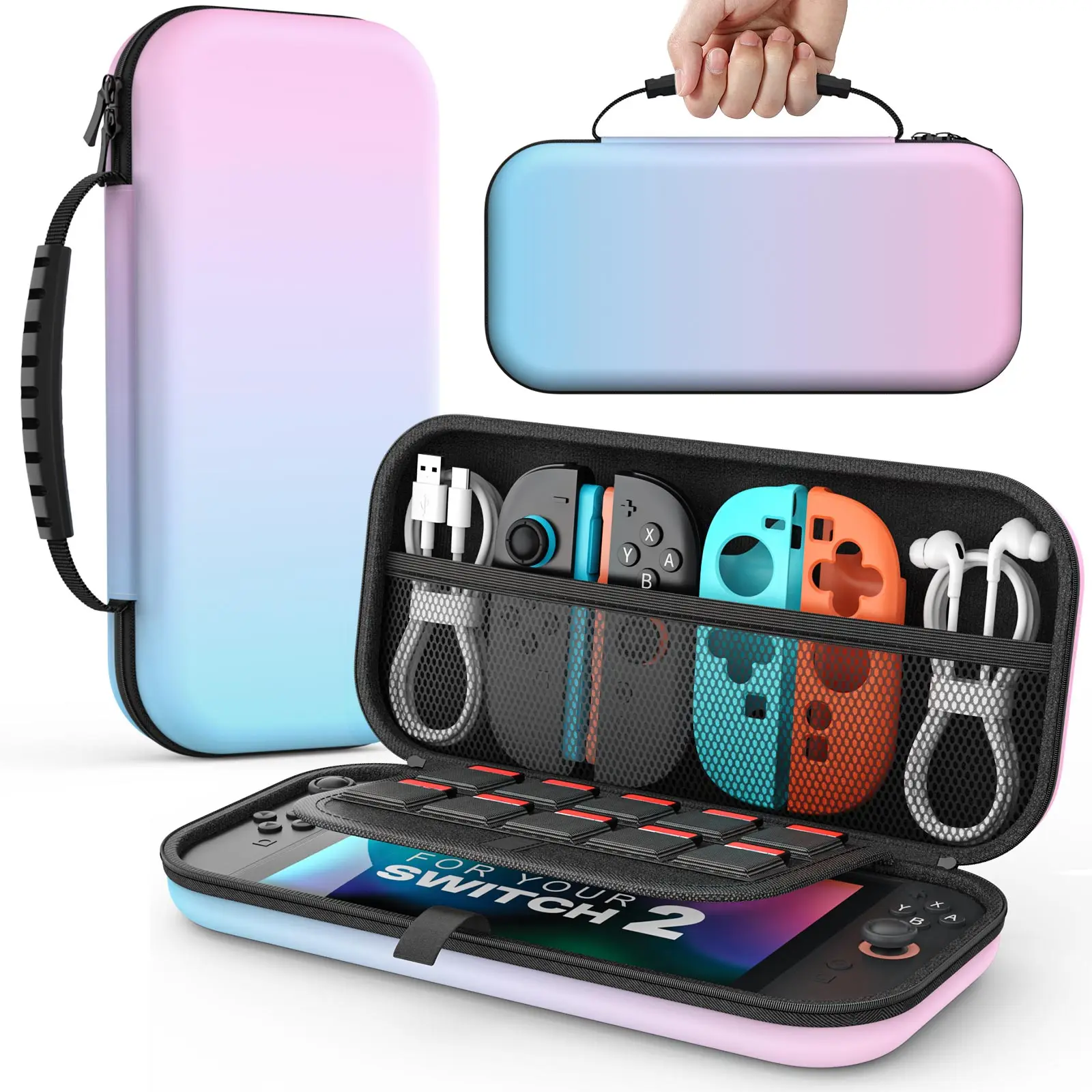 MoKo Switch Carrying Case for Nintendo Switch 2 Protective Hard Shell Portable Travel Carry Case Pouch holds 10 Cartridges
