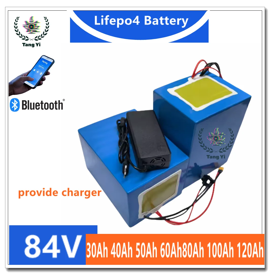 

84V 50Ah 60Ah 70Ah 80Ah 100Ah 120Ah Lifepo4 battery Bluetooth application BMS 27S suitable for 4KW 8KW motorcycles, golf carts